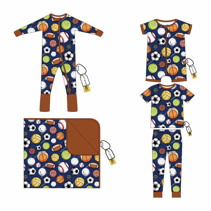 Bamboo Baby Romper Kids Pajamas Zipper Romper Footed Zippy Toddler Baby Girl Romper Baseball Print Romper
