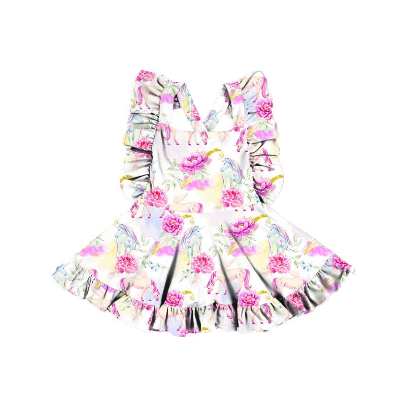 Girls Boutique Sleeveless Dress Ruffle Floral Dress Size 5 Girl Pink Dress