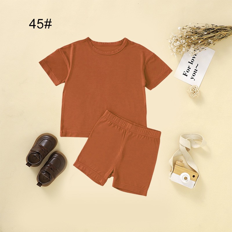 2pcs Set Viscose Bamboo Spandex Short Sleeve Shirt with Shorts Set Children's Clothing Wholesale Summer Toddler Boy Clothing Set