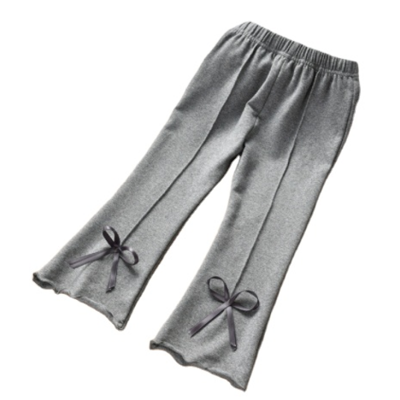 Pure Cotton Baby Girl Bell Bottom Pants Korean Style New Arrival Solid Color Pants Belt Comfortable Breathable Lace Bow Pants
