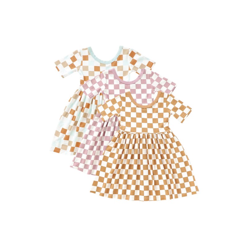 Yiyuan Custom In Stock Summer Viscose Girls Bamboo Children's Clothing Twirl Soft Baby Girl Dress