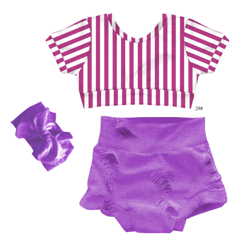 Custom Made/ODM Children Girls Clothing Set Solid Color Girl T-Shirt Shorts Two-Piece Set