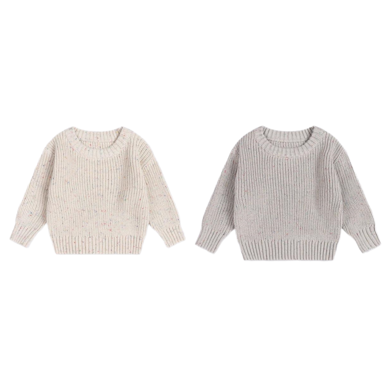 Autumn/Winter Hot Sale Pure Cotton Solid Round Neck Pullover Loose Knit Cardigan Sweater Baby Sweater