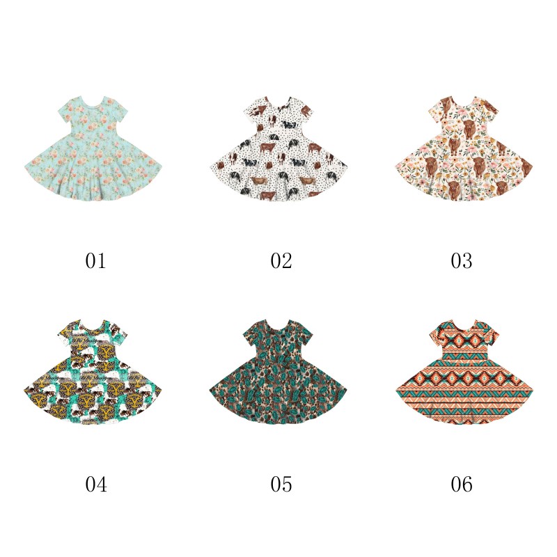 Luxurious Bamboo Summer Wear Baby Clothes Little Girl Short Sleeve Dress