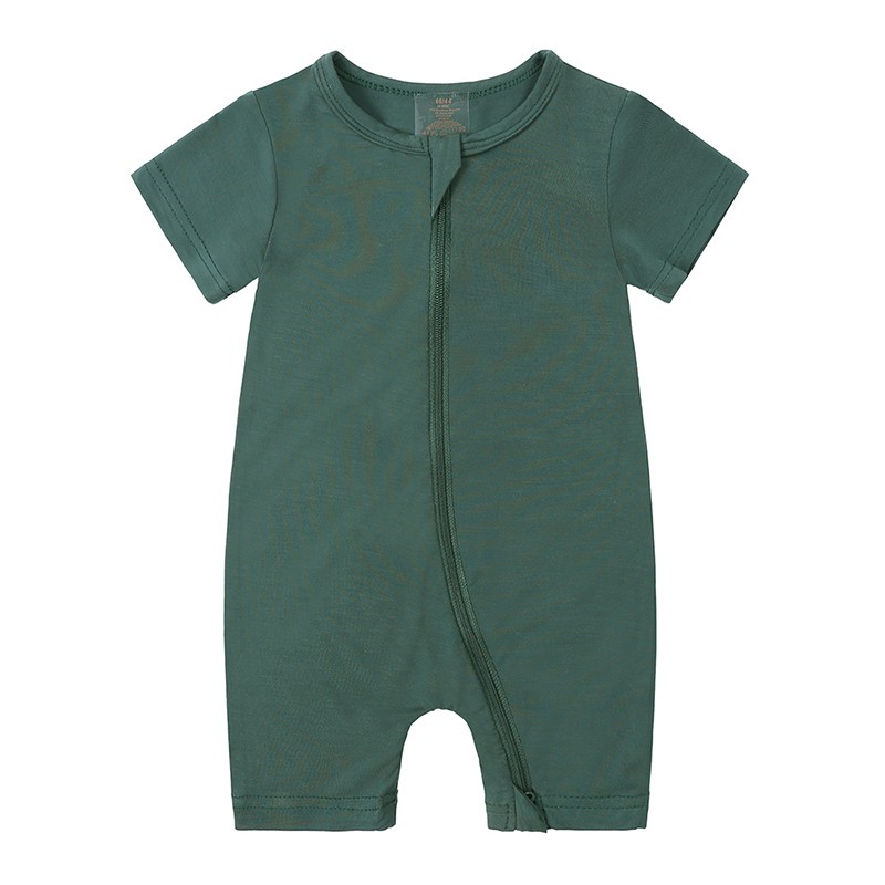 Hot Sale Same Summer Solid Blank Bamboo Cotton Polyester Model Zipper Short Sleeve Baby Toddler Newborn Knit Baby Pants
