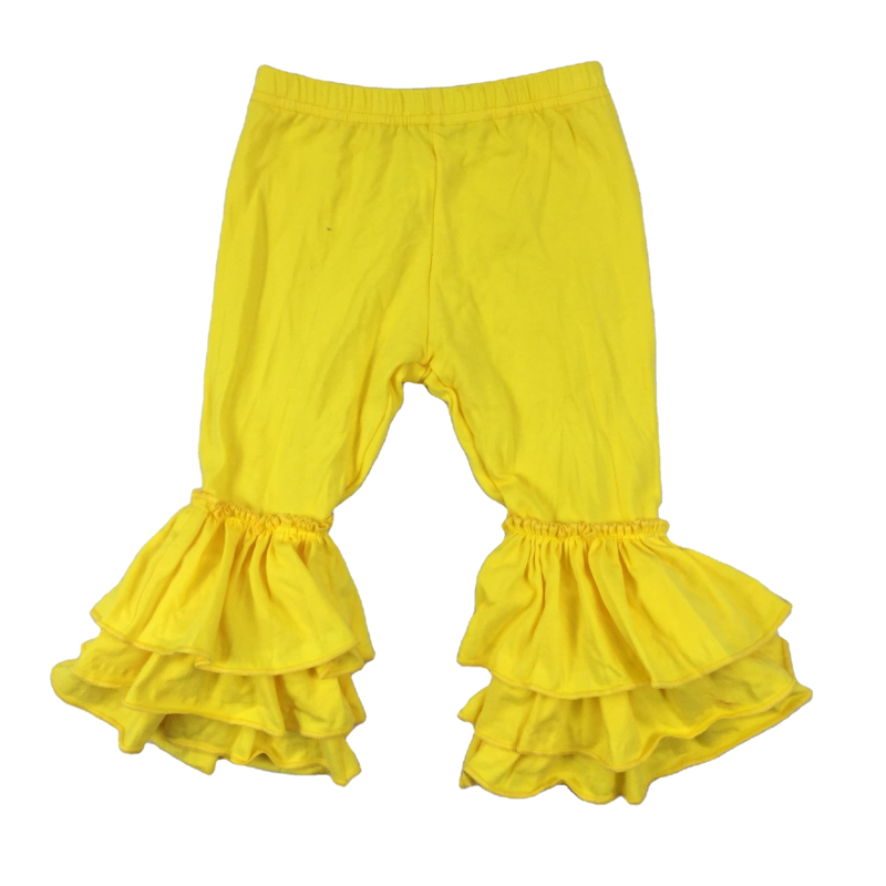 100% Cotton Free Simple Design Plain Velvet White Ruffle Bottom Bow Baby Girl Long Sugar Pants Leggings