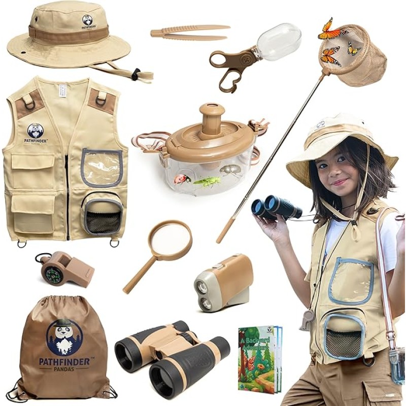 Kids Explorer Costume Includes Safari Vest and Hat Boy and Girl Role Play Paleontologist Zookeeper Park Ranger or Fishing