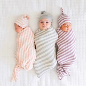 Ready to Ship Unisex Baby Stripe Infant Baby Stripe Swaddle Set Newborn Receiving Blanket Swaddle Sleepwear