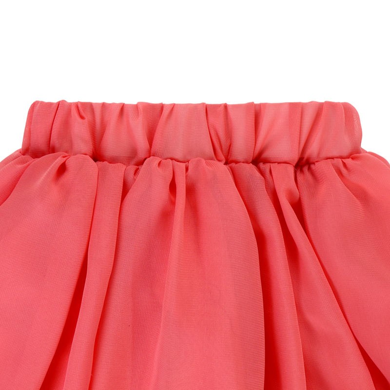 Multi-color Girl Elastic Waist Ballet Tiered Princess Mesh Chiffon Midi Skirt