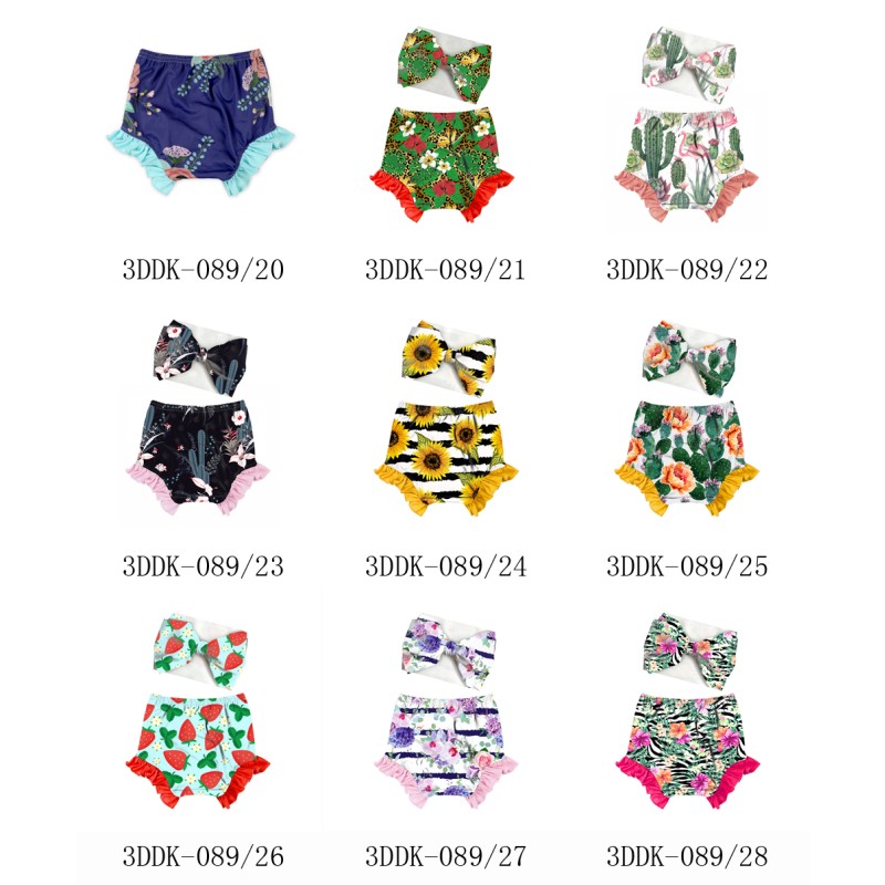 Summer Thin Girl Floral Capri Pants Wear Stripe Print Children Milk Silk Casual Girl Pants