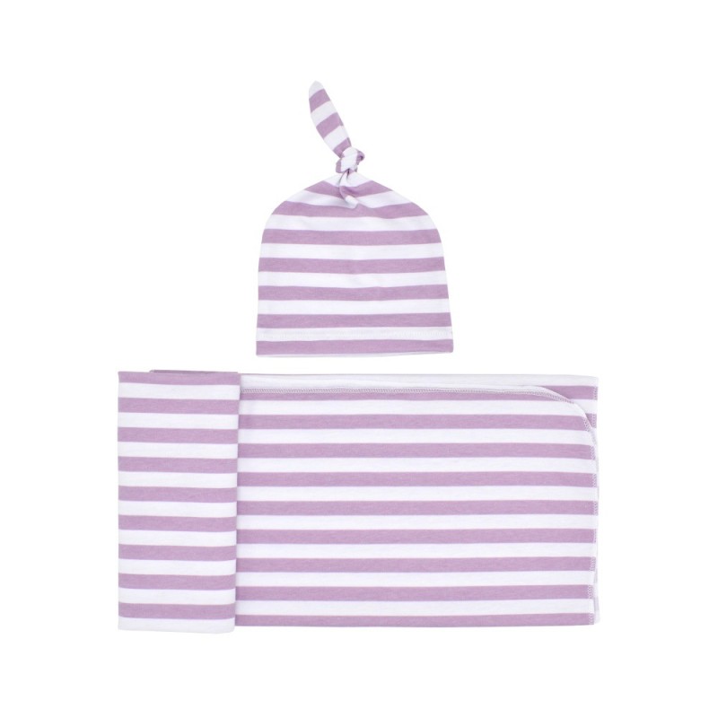 Ready to Ship Unisex Baby Stripe Infant Baby Stripe Swaddle Set Newborn Receiving Blanket Swaddle Sleepwear
