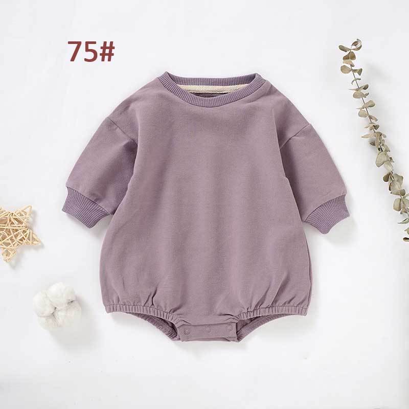 In Stock 0-24 Months Organic Cotton Sweatshirt Kids Terry Cloth Creeper Baby One-Piece Ins Hot Sale Crawling Outfit
