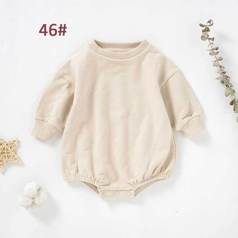 In Stock 0-24 Months Organic Cotton Sweatshirt Kids Terry Cloth Creeper Baby One-Piece Ins Hot Sale Crawling Outfit