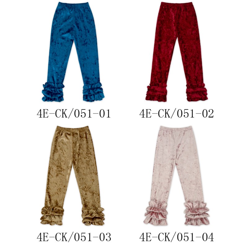 100% Cotton Free Simple Design Plain Velvet White Ruffle Bottom Bow Baby Girl Long Sugar Pants Leggings