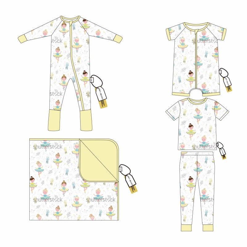 Bamboo Print Baby Pajamas Mermaid Ballerina Bamboo Romper Girl Zipper Bamboo Sleeper