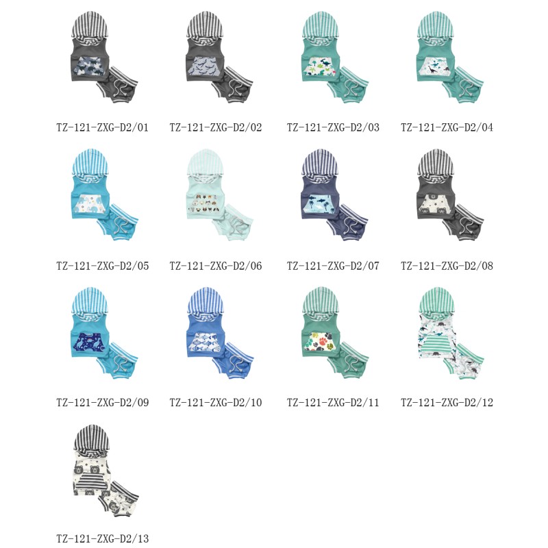 Wholesale Boutique Boys Clothing Summer Boys Clothing Set Sleeveless Hoodie Shorts Two-Piece Set