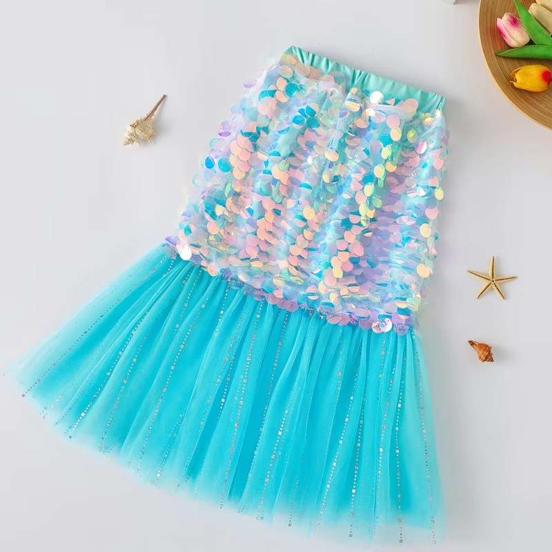 OEM ODM Limited Girls Fashion High Quality Maid Sequin Skirt Princess Show Mermaid Dress
