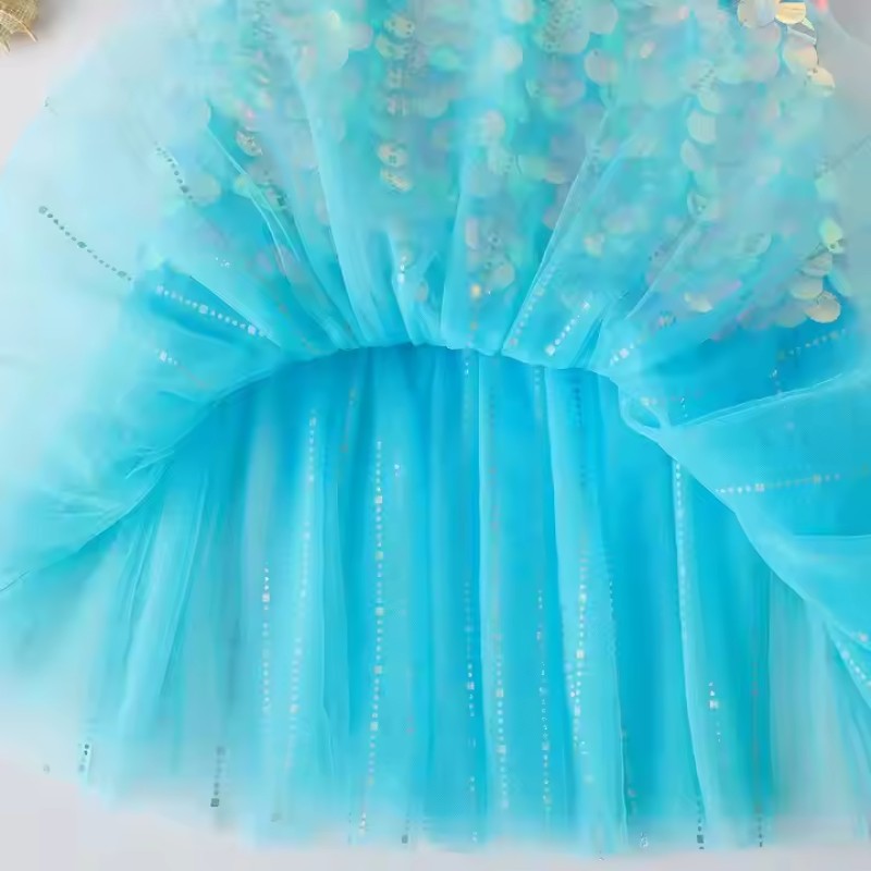 OEM ODM Limited Girls Fashion High Quality Maid Sequin Skirt Princess Show Mermaid Dress
