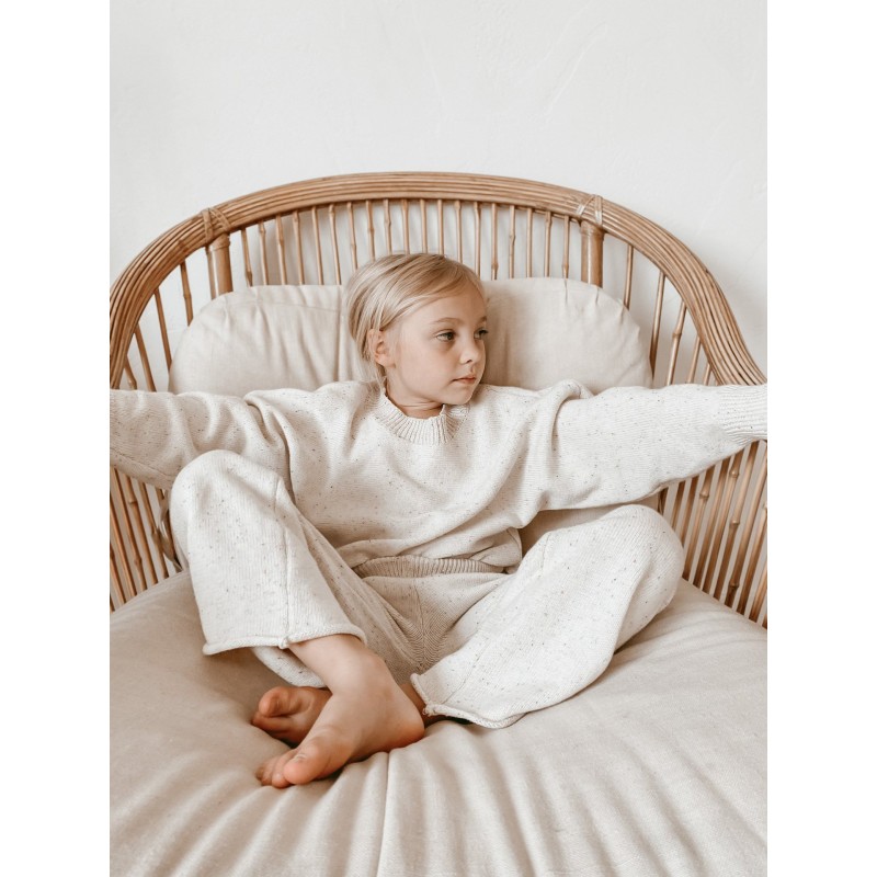 Super Soft Unisex Baby Knit Sweater Custom Color Sprinkles Cotton Pullover Set Long Sleeve Pants Mommy & Me Set