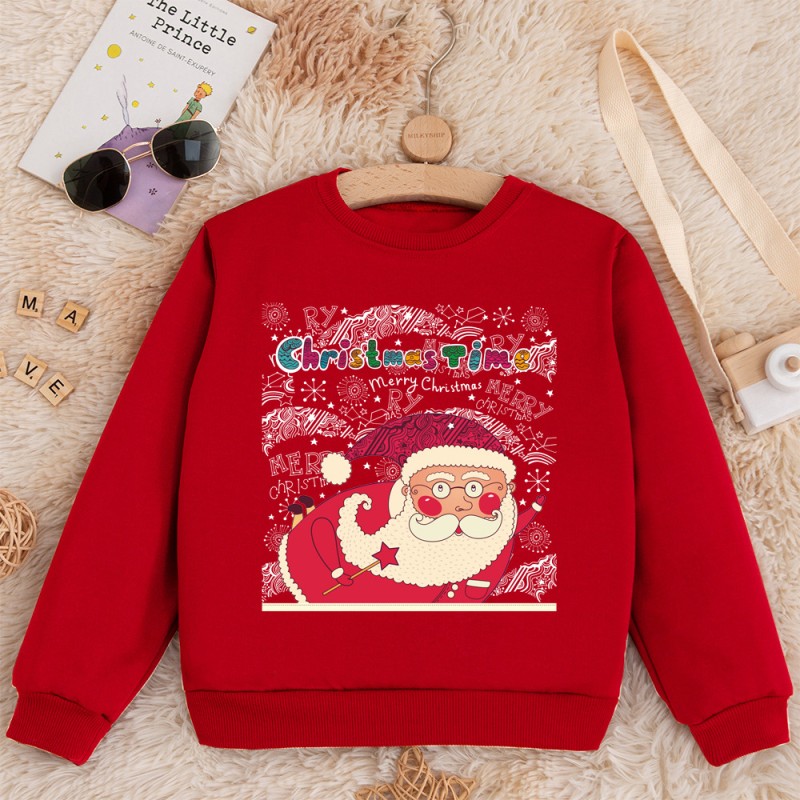 Christmas Kids Sweater Girl Long Sleeve Autumn/Winter Round Neck Cartoon Long Sleeve Pullover
