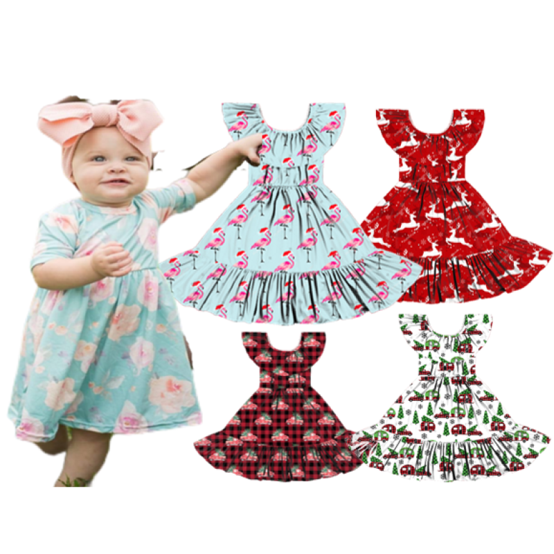 Luxurious Bamboo Summer Wear Baby Clothes Little Girl Short Sleeve Dress