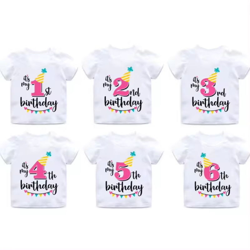 Kids Birthday T-Shirt Toddler Letter Top Cartoon Print Boy T-Shirt
