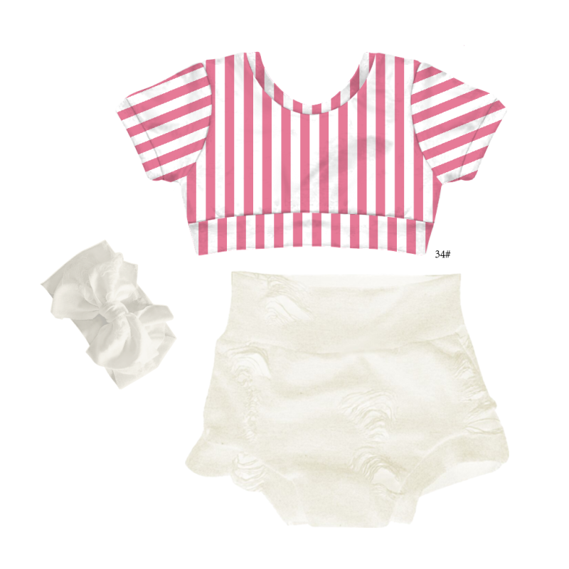 Custom Made/ODM Children Girls Clothing Set Solid Color Girl T-Shirt Shorts Two-Piece Set