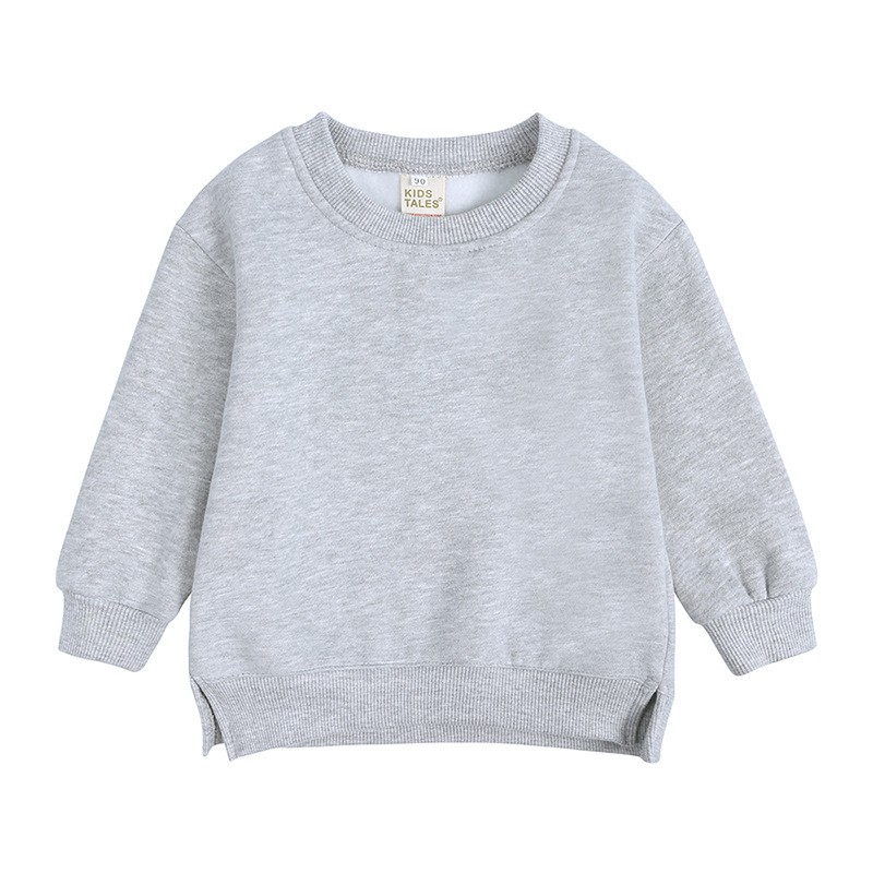 New Arrival Kids Sweater Round Neck Small/Medium Autumn/Winter Children Pullover Solid Color Fleece Lined Korean Style Sweater