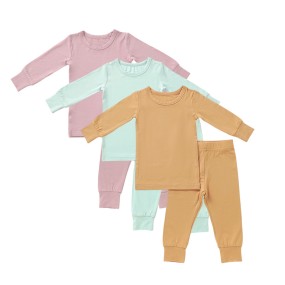 2pcs Viscose Bamboo Spandex Long Sleeve Shirt Pants Set Children's Pajamas Wholesale Casual Wear Boy/Girl Clothing Set
