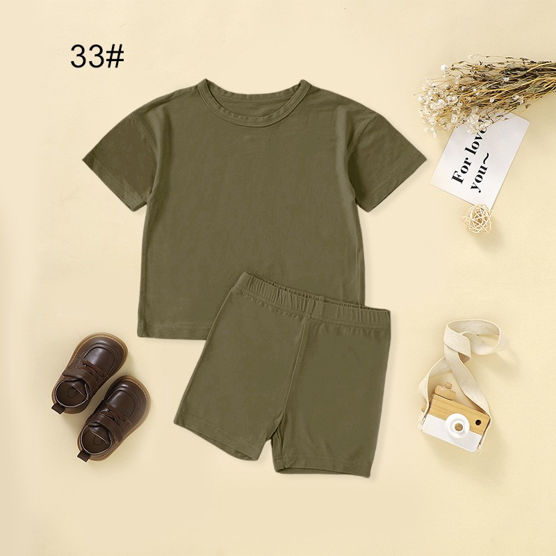 2pcs Set Viscose Bamboo Spandex Short Sleeve Shirt with Shorts Set Children's Clothing Wholesale Summer Toddler Boy Clothing Set