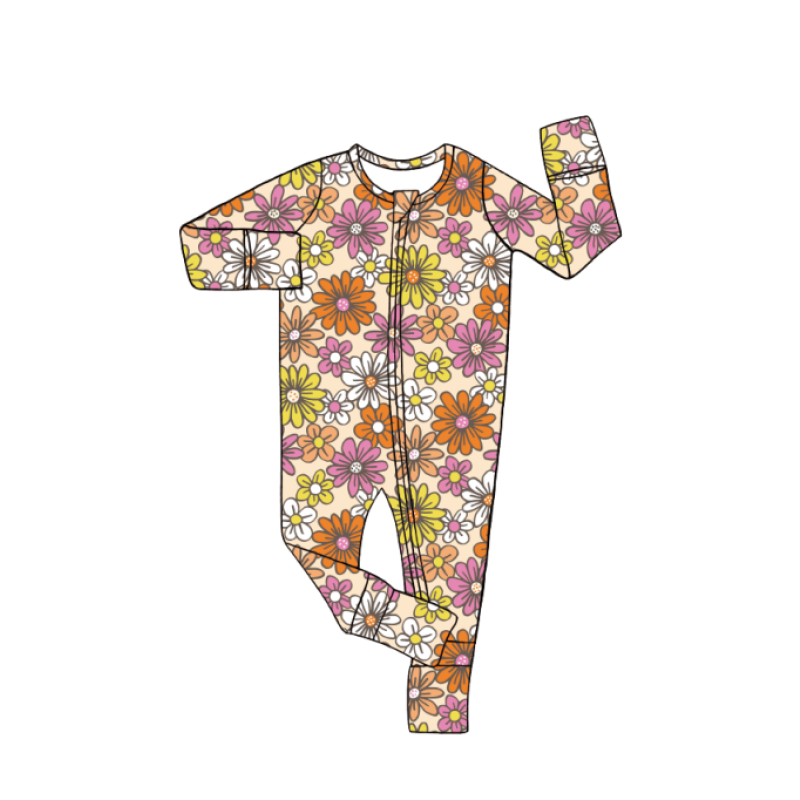 Custom Print Designer Style Newborn Bamboo Romper Zipper Romper Long Sleeve Kids Romper Baby Romper Wholesale