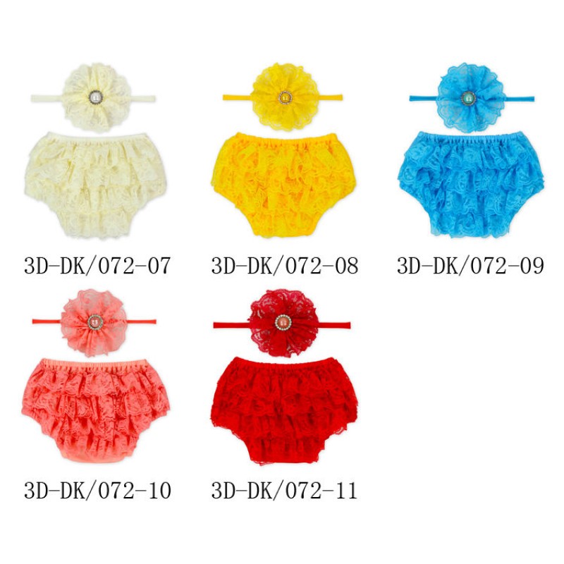 Model Design Toddler Wear Plain Yellow Ruffle Lace Bubble Newborn Clothing Baby