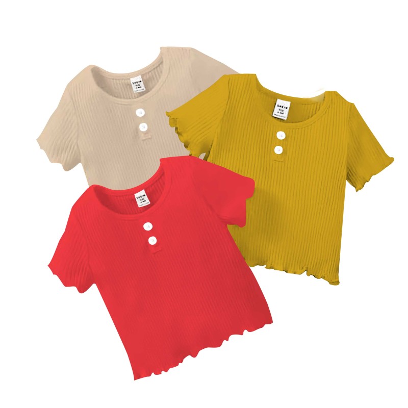Sale Children's Clothing Solid Ribbon Girl T-Shirt 3pcs $5.98