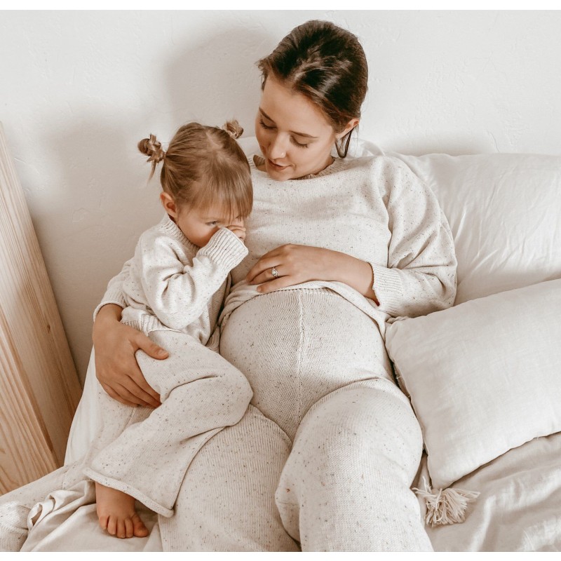 Super Soft Unisex Baby Knit Sweater Custom Color Sprinkles Cotton Pullover Set Long Sleeve Pants Mommy & Me Set