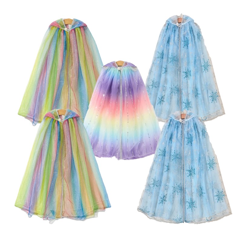 Wholesale Custom Fashion Girl Cape Hot Sale Colorful Hooded Cape Pretty Cute Girl Halloween Costume Cloak