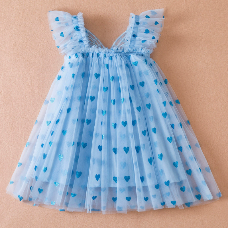 In Stock 1-5 Years Butterfly Heart Cap Sleeve Chiffon Baby Girl Outerwear 2 Years Blouse