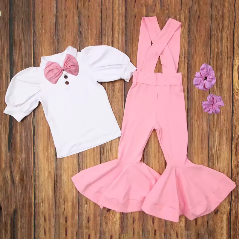 Spring/Summer Baby Girl Two-Piece Set Girls Sleeveless Top Bell Bottom Pants