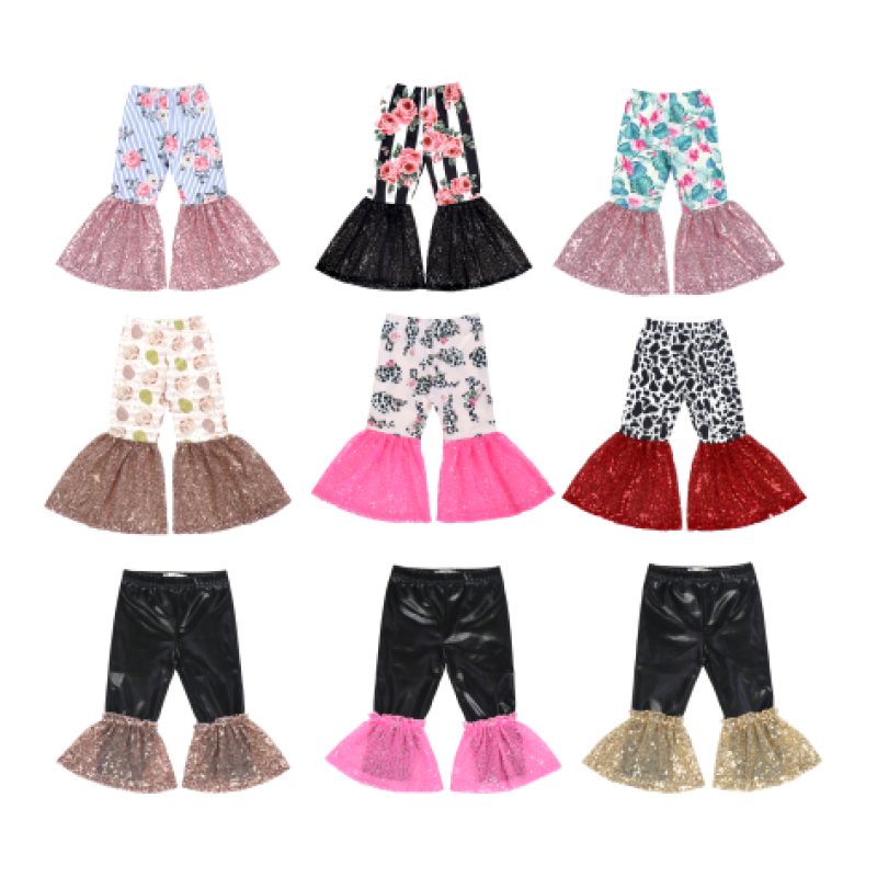 New Arrival Latest Design Outdoor Baby Girl Pants Bell Bottoms Girls Fashion Pants Long Pants Bell Bottoms Baby Clothing