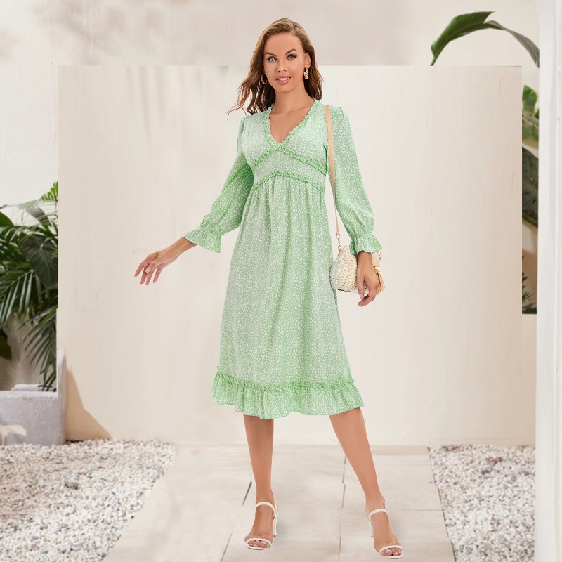 Women's Long Sleeve V-Neck Mother Daughter Dress Holiday Casual Party Dress