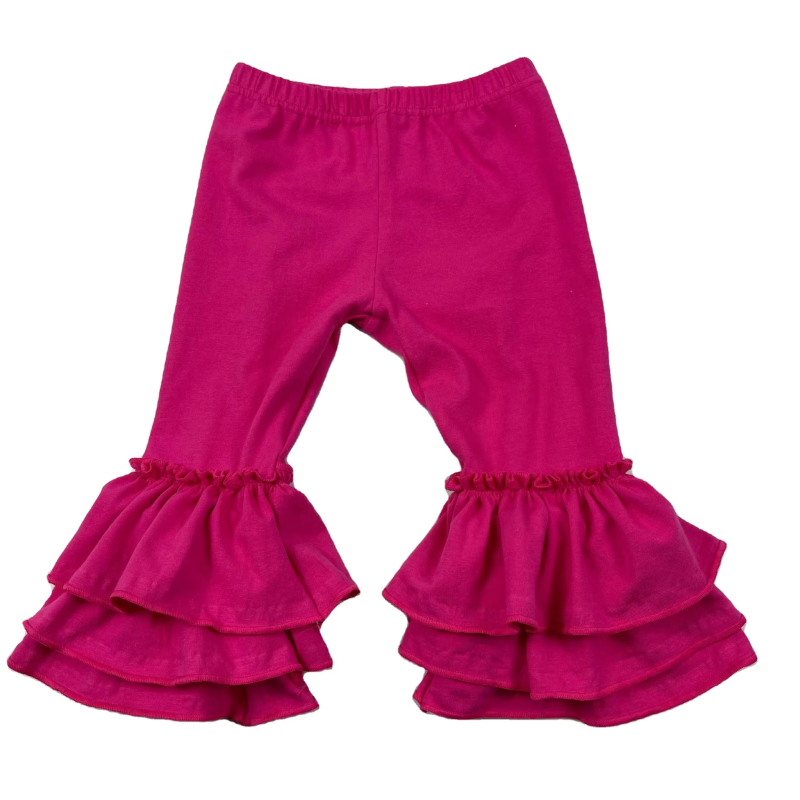 100% Cotton Free Simple Design Plain Velvet White Ruffle Bottom Bow Baby Girl Long Sugar Pants Leggings