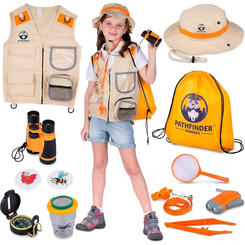 Kids Explorer Costume Includes Safari Vest and Hat Boy and Girl Role Play Paleontologist Zookeeper Park Ranger or Fishing