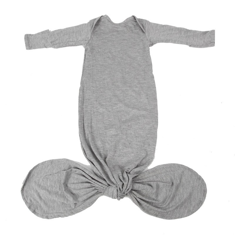 Custom High Quality Baby Evening Gown Solid Color Soft Breathable Knit Pure Cotton Baby Knot Gown Newborn Sleep Sack
