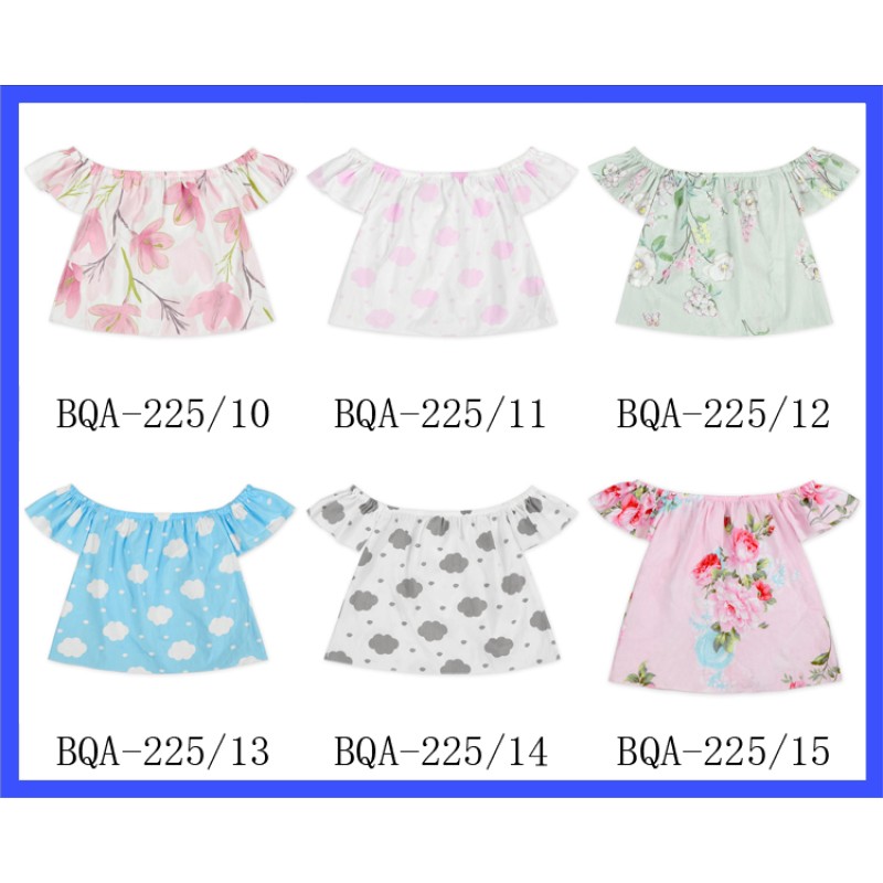 Cute Cartoon Animal Pattern Print Cotton Off-Shoulder Children Shirt Top Baby Girl Shirt Design