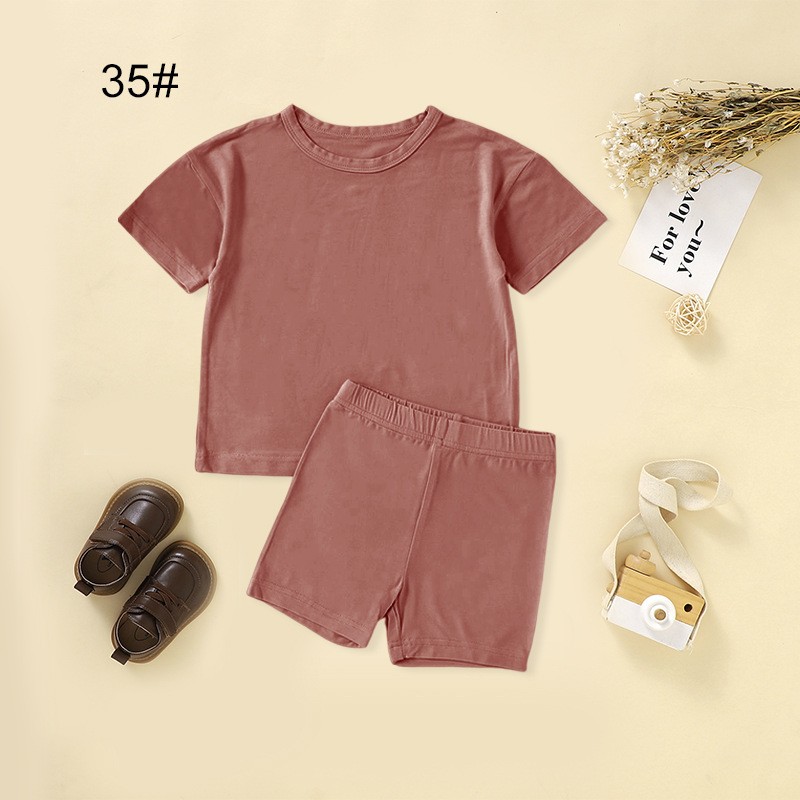 2pcs Set Viscose Bamboo Spandex Short Sleeve Shirt with Shorts Set Children's Clothing Wholesale Summer Toddler Boy Clothing Set