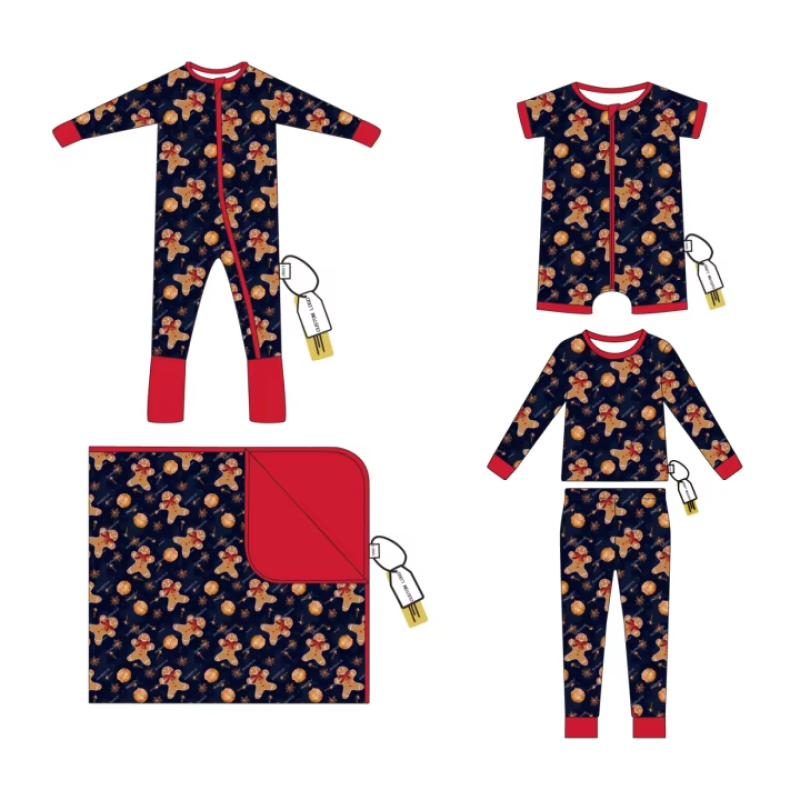 Christmas Custom Print Casual Double Zipper Bamboo Viscose Baby Skin-Friendly Pants