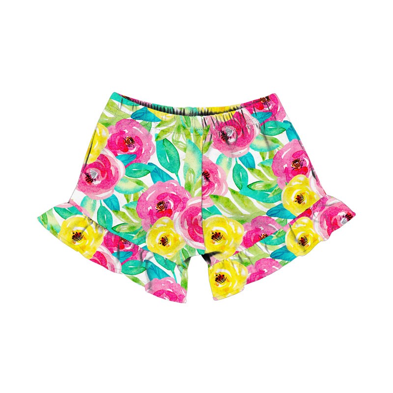 Casual Bumblebee Print Ruffle Clothes Brushed Milk Silk Boutique Custom Handmade Toddler Baby Girl Shorts