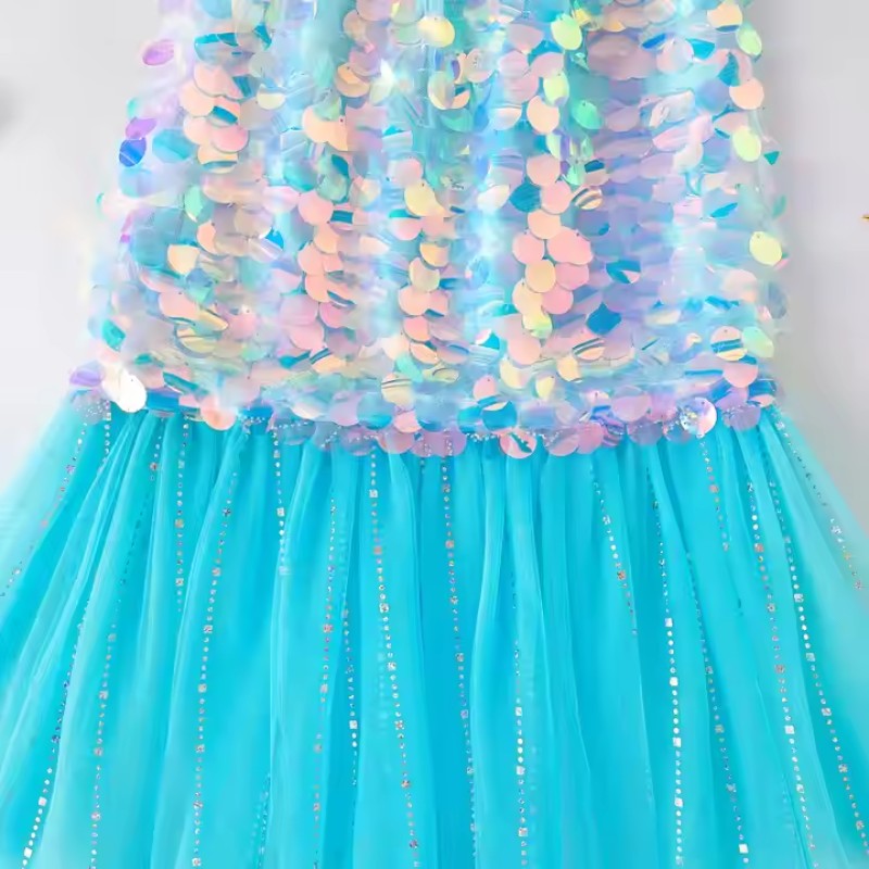 OEM ODM Limited Girls Fashion High Quality Maid Sequin Skirt Princess Show Mermaid Dress