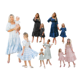 BQ-200-ZXL Personalized Custom Summer Family Matching Dress Girl Clothes Yellow Mommy and Baby Matching Dress