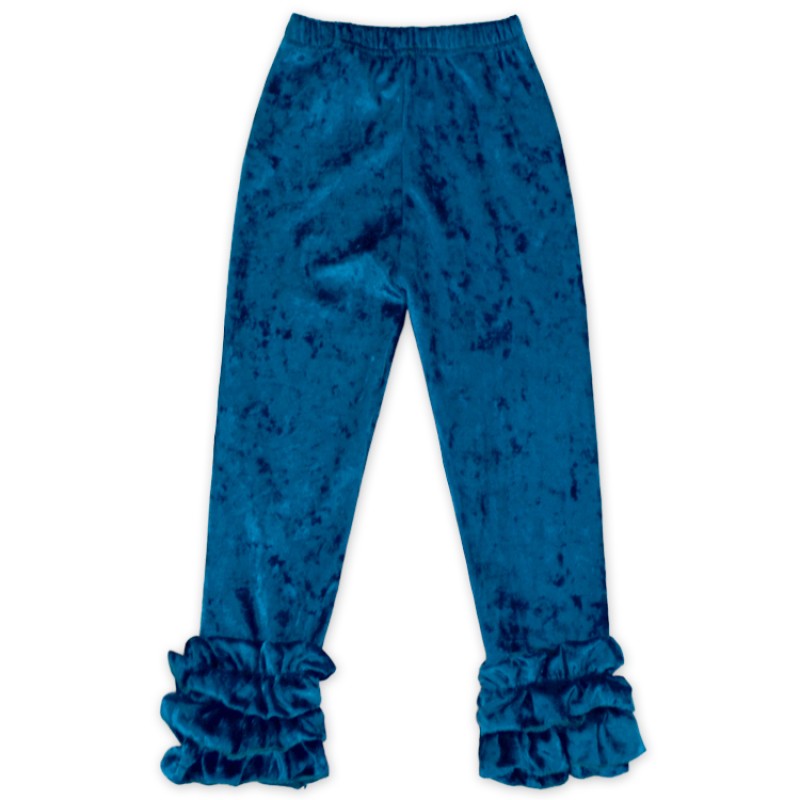 100% Cotton Free Simple Design Plain Velvet White Ruffle Bottom Bow Baby Girl Long Sugar Pants Leggings