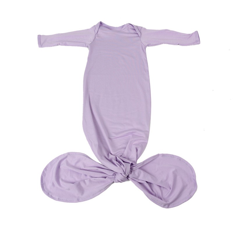 Custom High Quality Baby Evening Gown Solid Color Soft Breathable Knit Pure Cotton Baby Knot Gown Newborn Sleep Sack